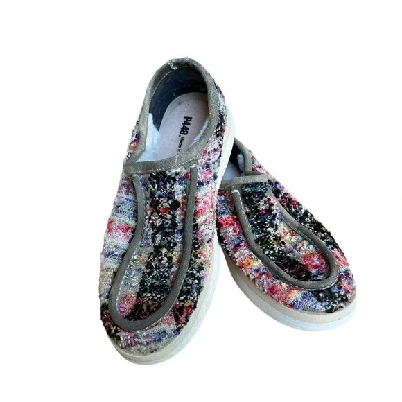 P448 Bubble Slip On Sneakers Sz 9 / 39 | Colorful Woven Patchwork Italy Designer - Picture 8 of 10